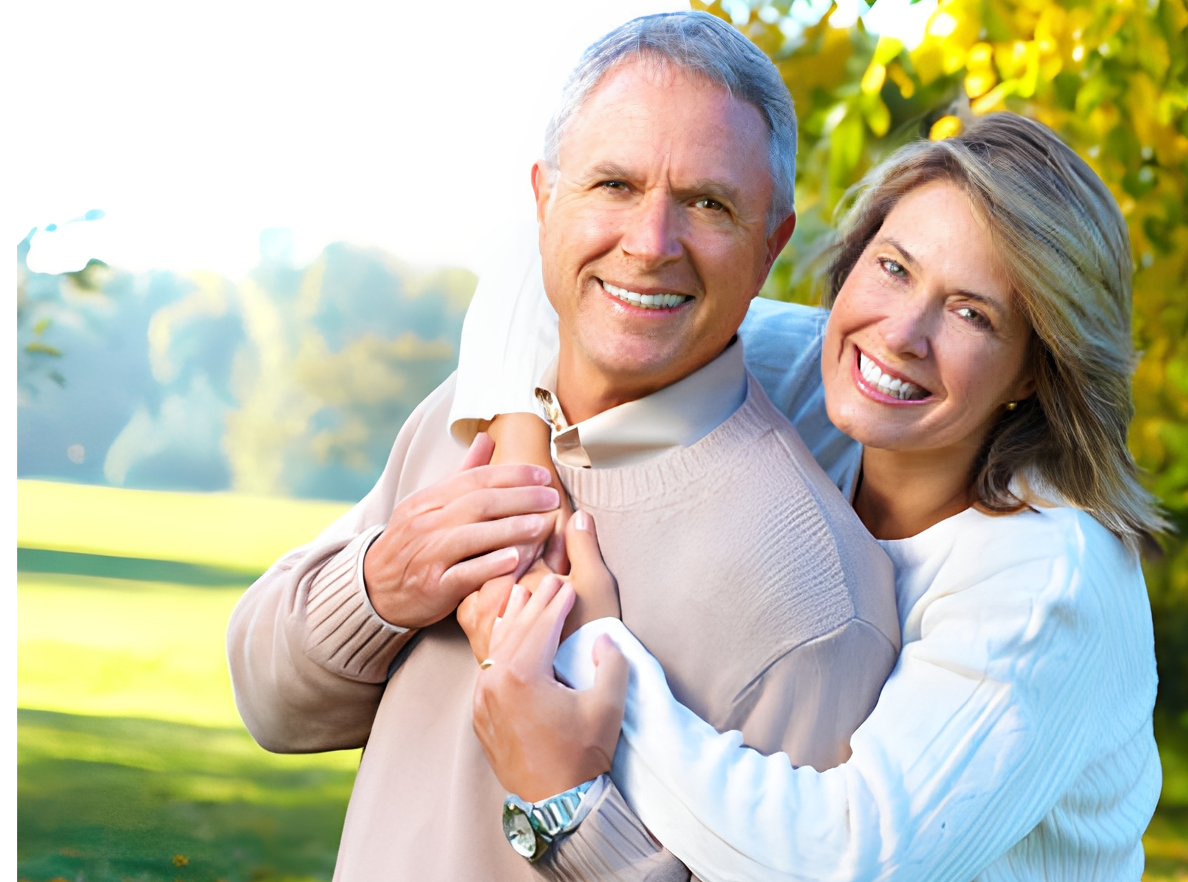 Joyful pair enjoying nature together